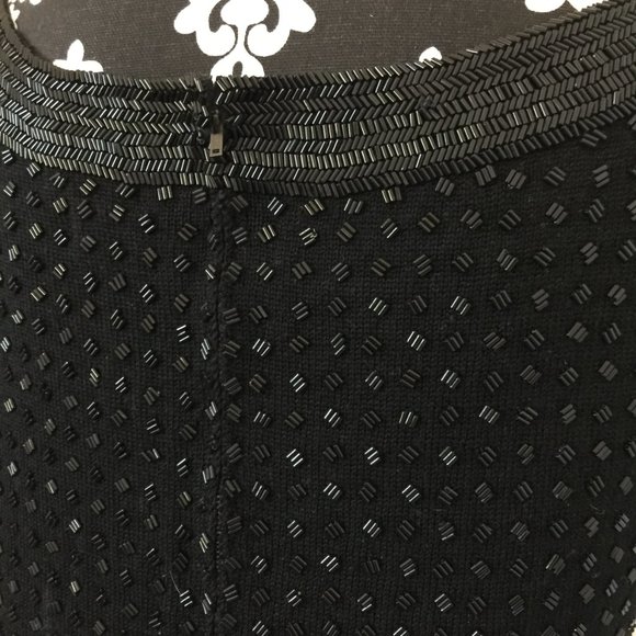 Vintage Wool Black Beaded Wool Shell Top Metal Zipper Small Balore Knits - Picture 5 of 9